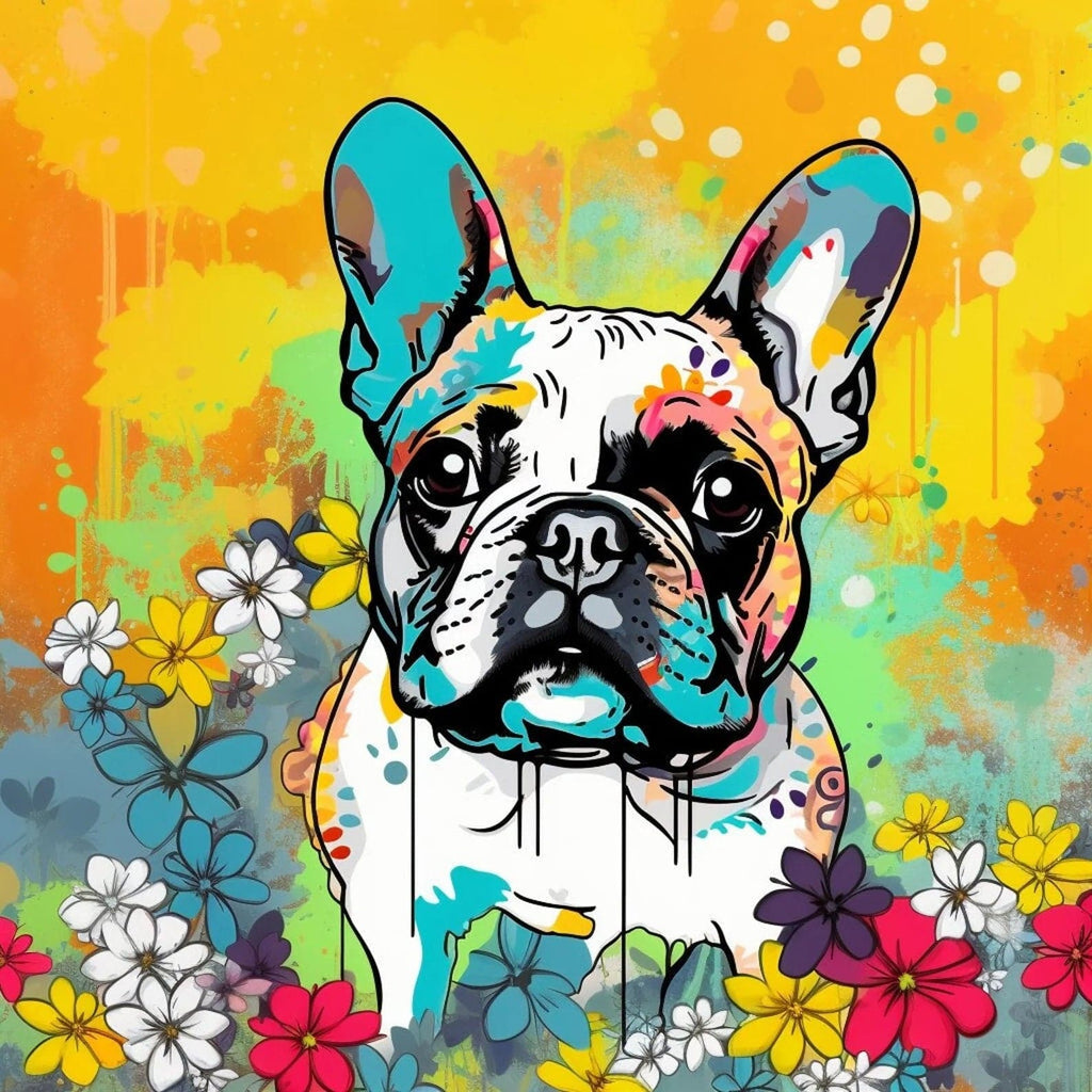 Pine Stretched  Framed 1 Panel - French Bulldog Dog