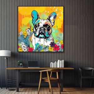 Pine Stretched  Framed 1 Panel - French Bulldog Dog