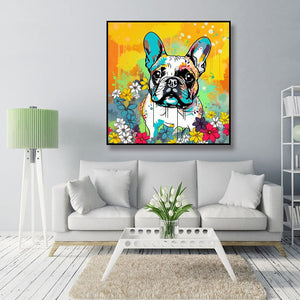 Pine Stretched  Framed 1 Panel - French Bulldog Dog