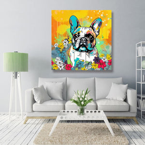 Pine Stretched  Framed 1 Panel - French Bulldog Dog