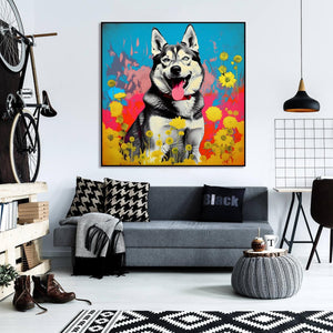 Pine Stretched  Framed 1 Panel -  Siberian Husky