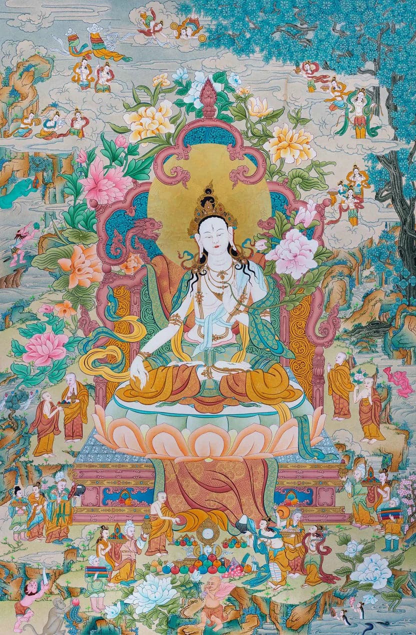 Framed 1 Panel - White Tara Thangka