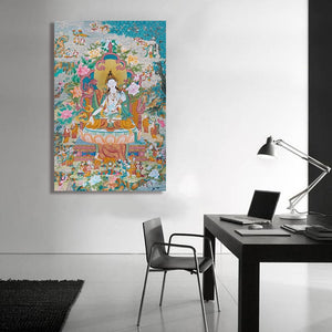 Framed 1 Panel - White Tara Thangka
