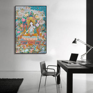 Framed 1 Panel - White Tara Thangka