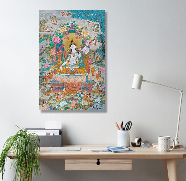Framed 1 Panel - White Tara Thangka