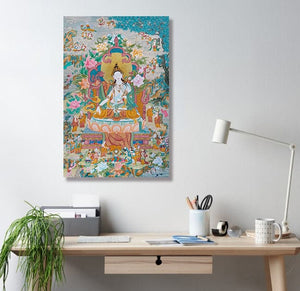 Framed 1 Panel - White Tara Thangka