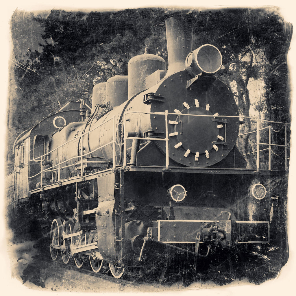 Pine Stretched  Framed 1 Panel - Vintage Train