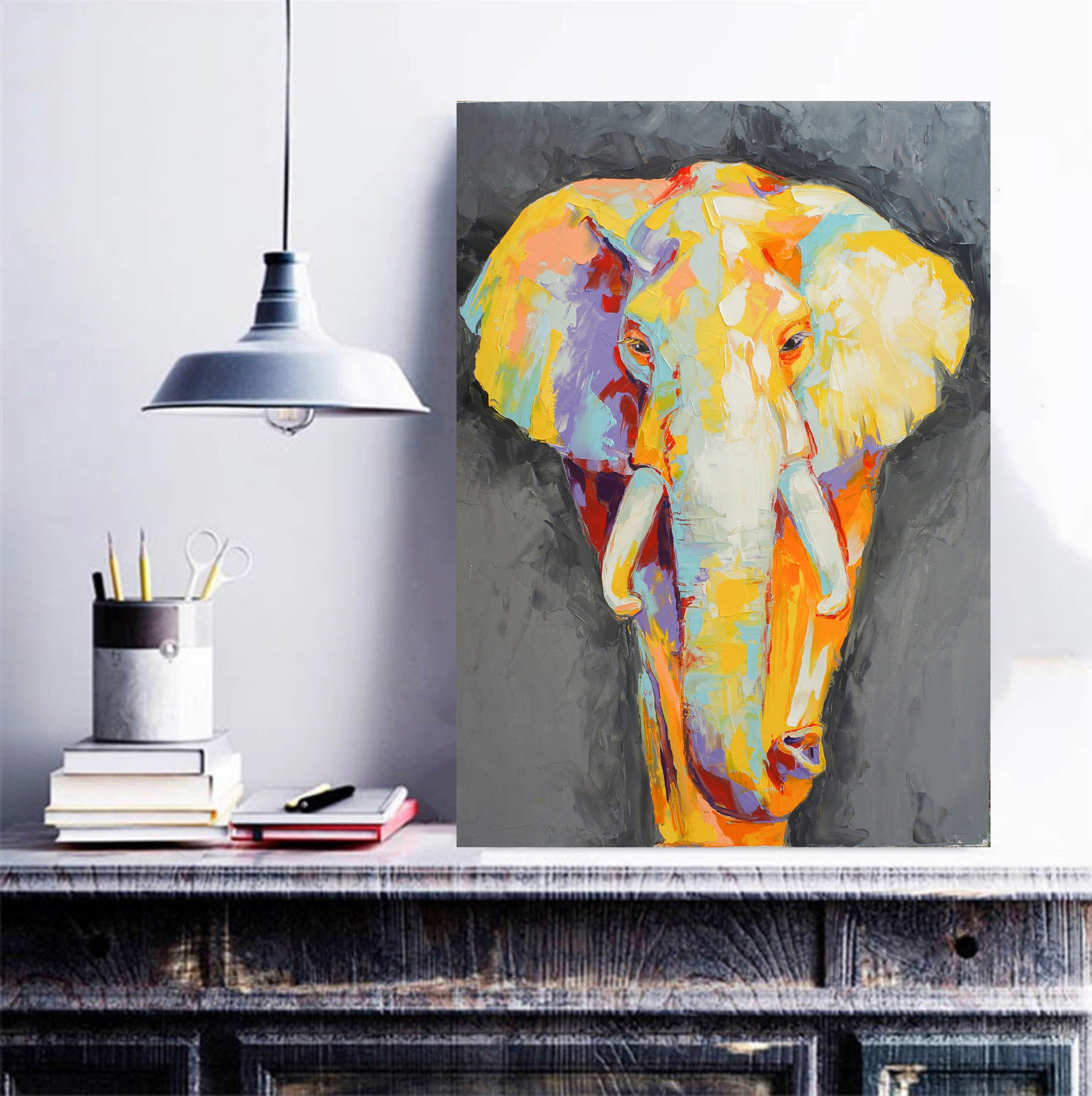 Pine Stretched  Framed 1 Panel - Elephant