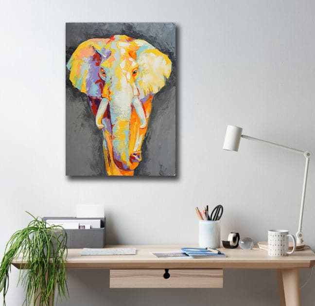 Pine Stretched  Framed 1 Panel - Elephant