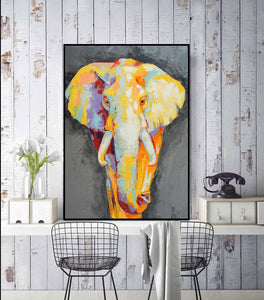 Pine Stretched  Framed 1 Panel - Elephant
