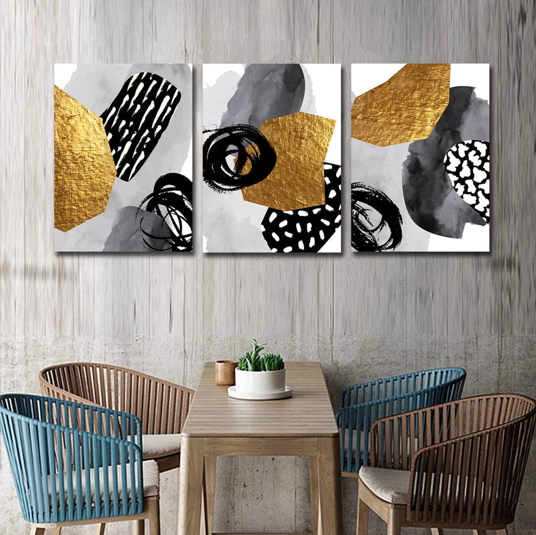 Framed 3 Panels - Elegant Abstract Triptych Wall Art