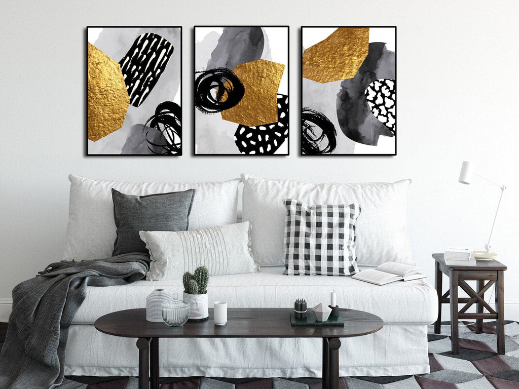 Framed 3 Panels - Elegant Abstract Triptych Wall Art