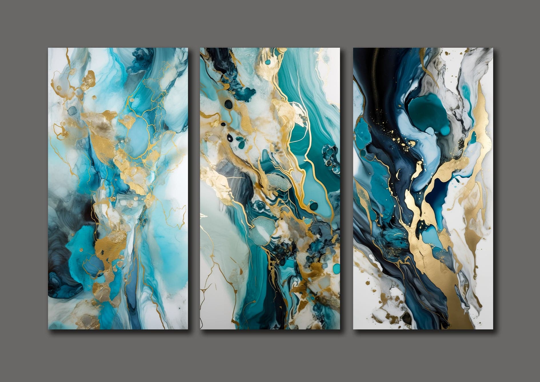 Framed 3 Panels - Luxury Abstract Marble Art