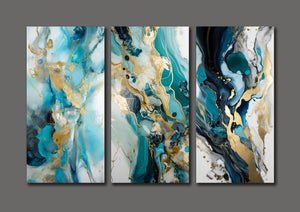 Framed 3 Panels - Luxury Abstract Marble Art