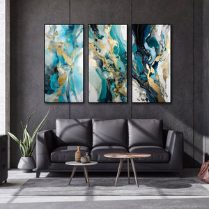 Framed 3 Panels - Luxury Abstract Marble Art