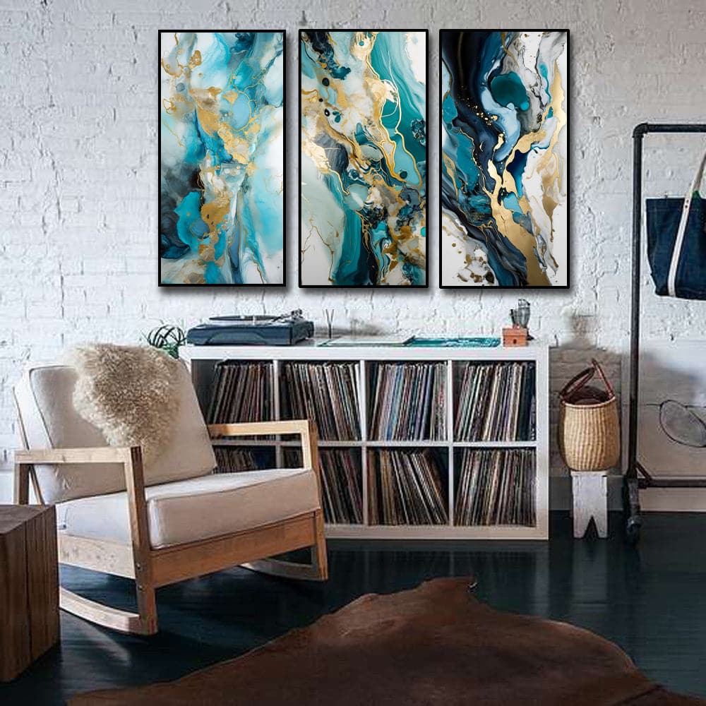 Framed 3 Panels - Luxury Abstract Marble Art