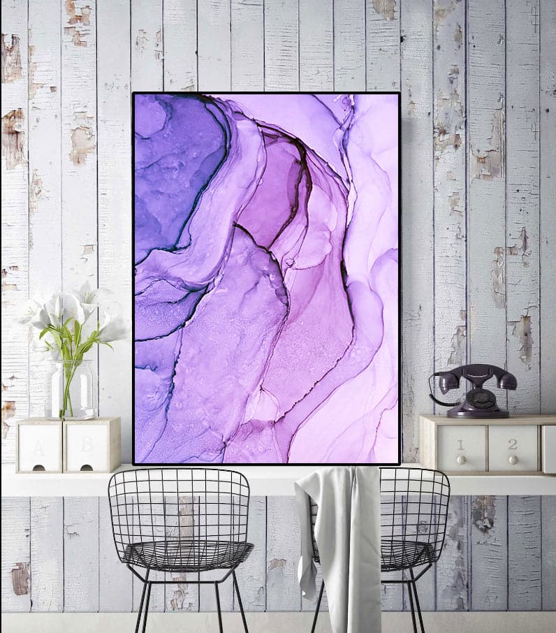 Framed 1 Panel - Luxury Purple Abstract Fluid