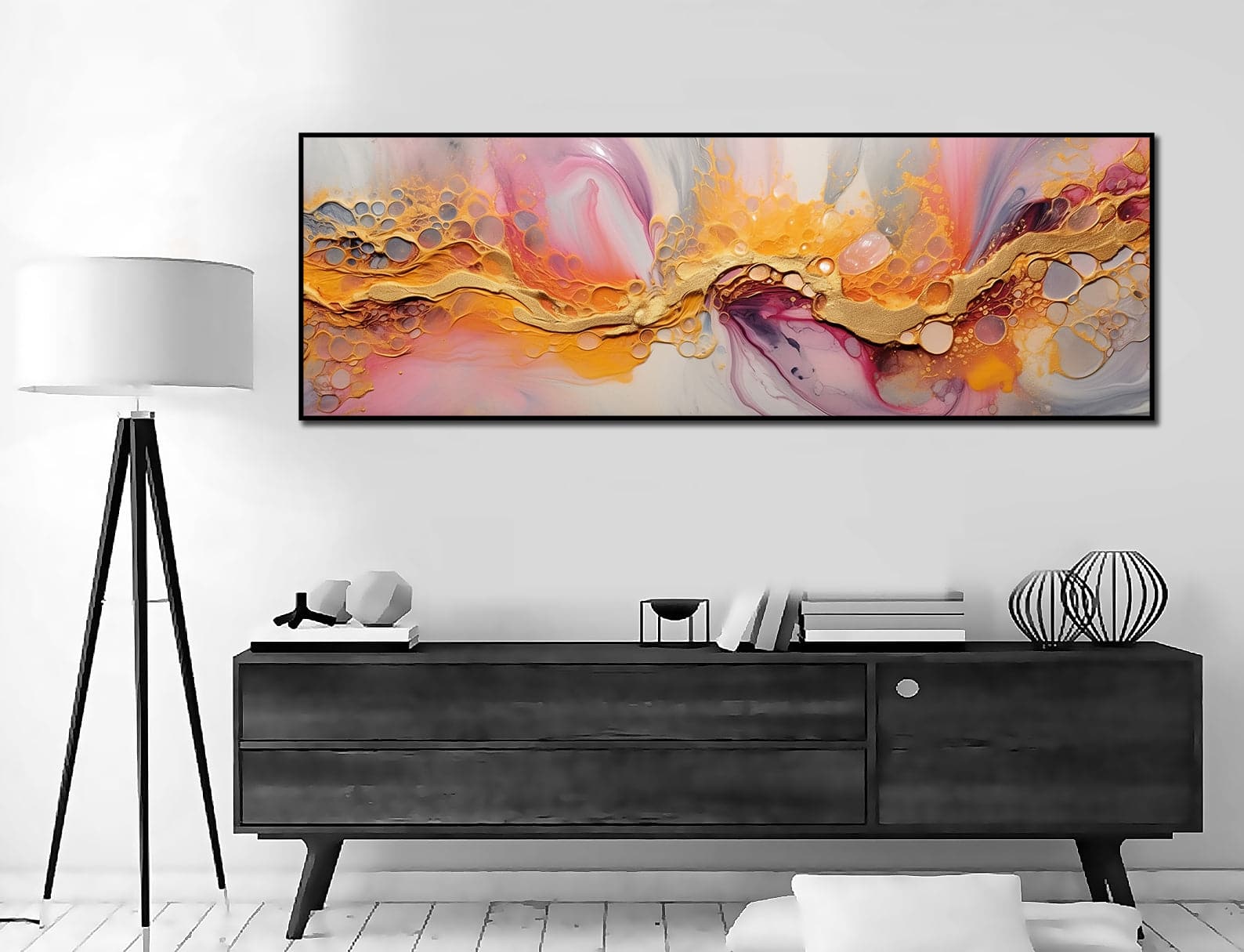Framed 1 Panel - Natural Luxury Abstract Fluid