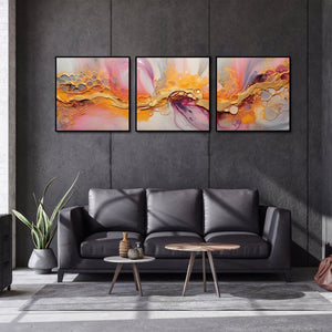 Framed 3 Panels - Natural Luxury Abstract Fluid