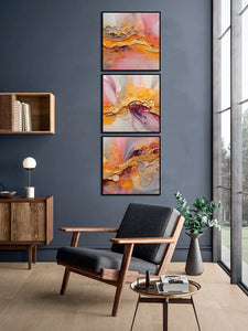 Framed 3 Panels - Natural Luxury Abstract Fluid