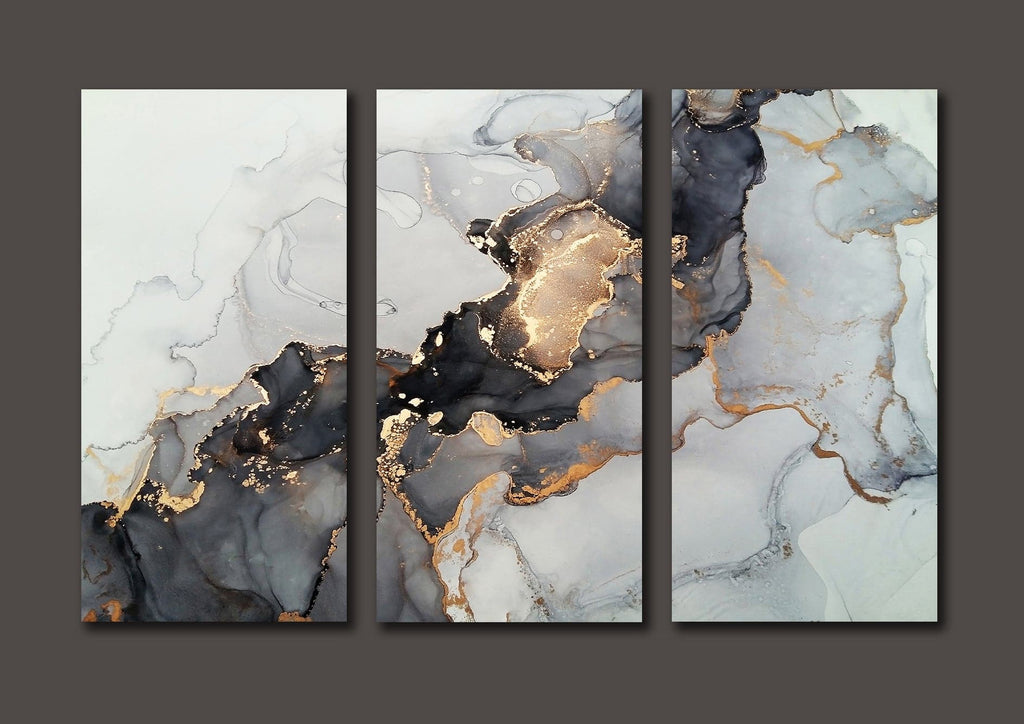 Framed 3 Panels  - Luxury Abstract Fluid