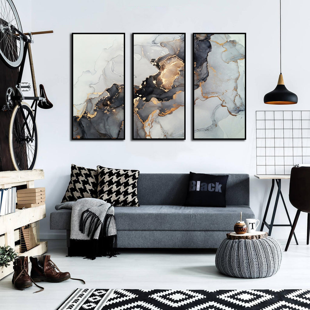 Framed 3 Panels - Luxury Abstract Fluid