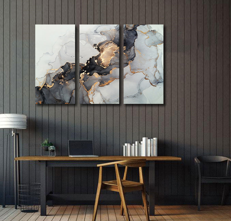 Framed 3 Panels  - Luxury Abstract Fluid