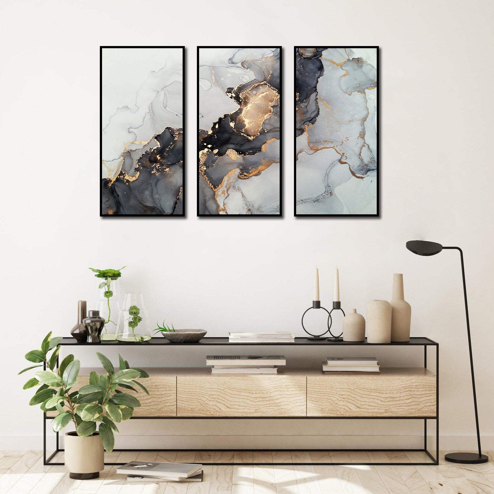 Framed 3 Panels - Luxury Abstract Fluid