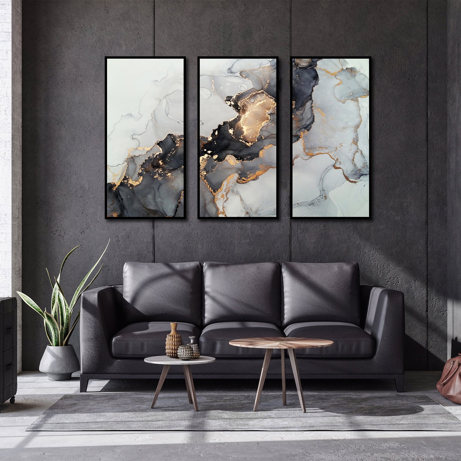 Framed 3 Panels - Luxury Abstract Fluid