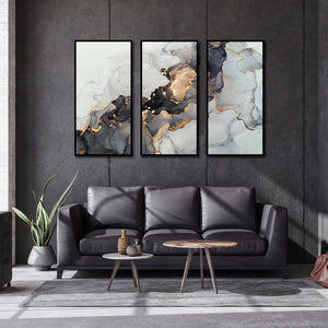 Framed 3 Panels  - Luxury Abstract Fluid