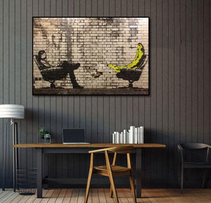 Framed 1 Panel - Banksy - Shrink Analysis Banana