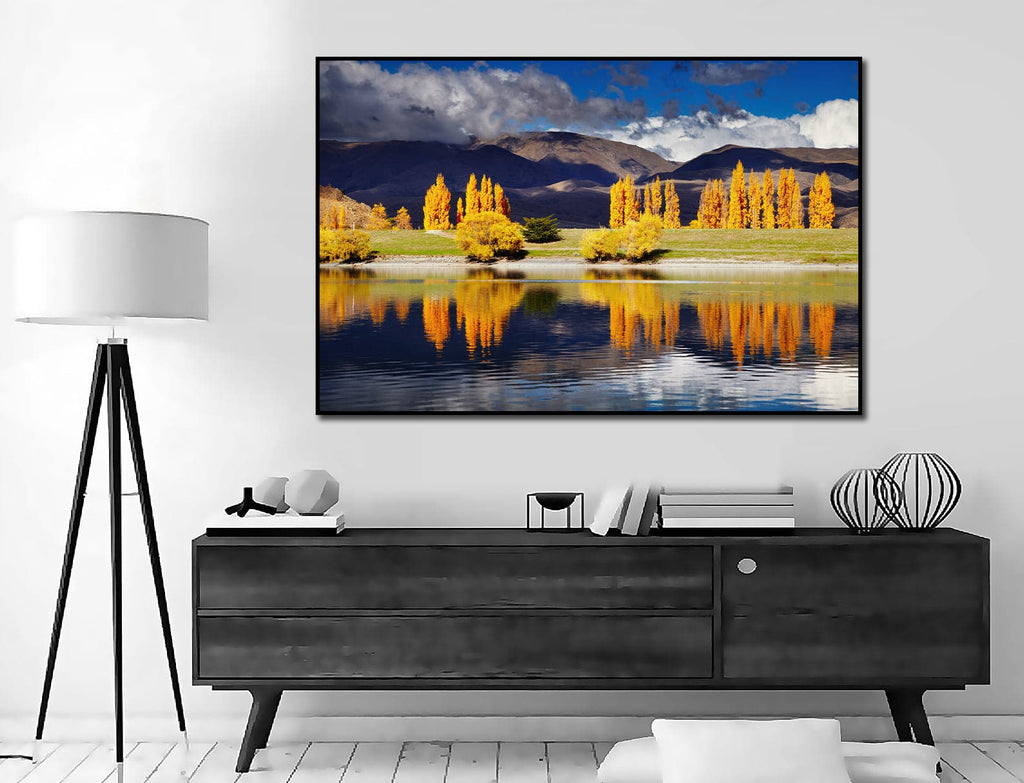 Pine Stretched  Framed 1 Panel - Lake Benmore, New Zealand
