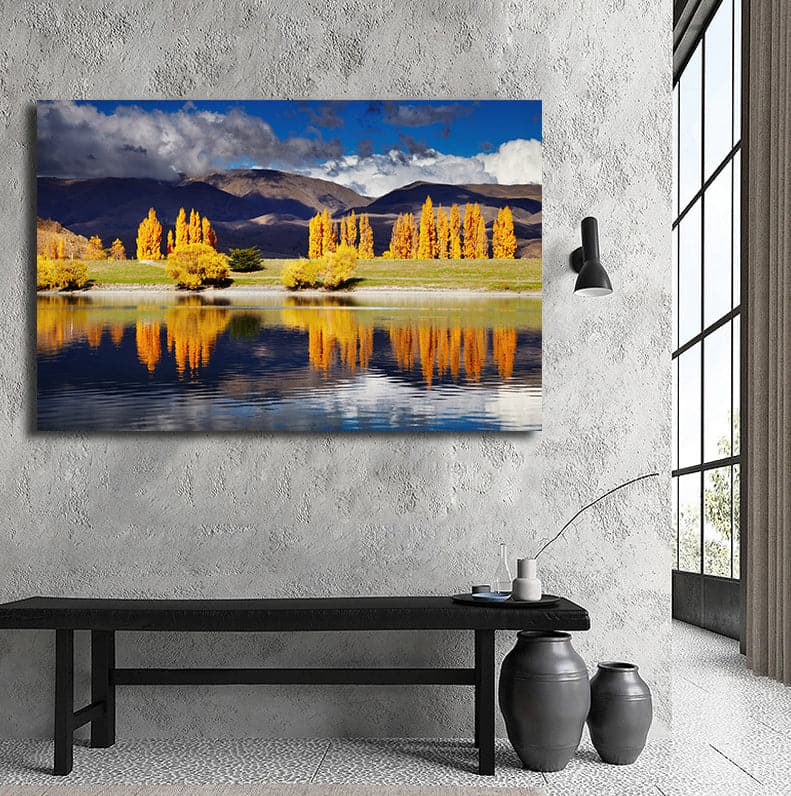 Pine Stretched  Framed 1 Panel - Lake Benmore, New Zealand