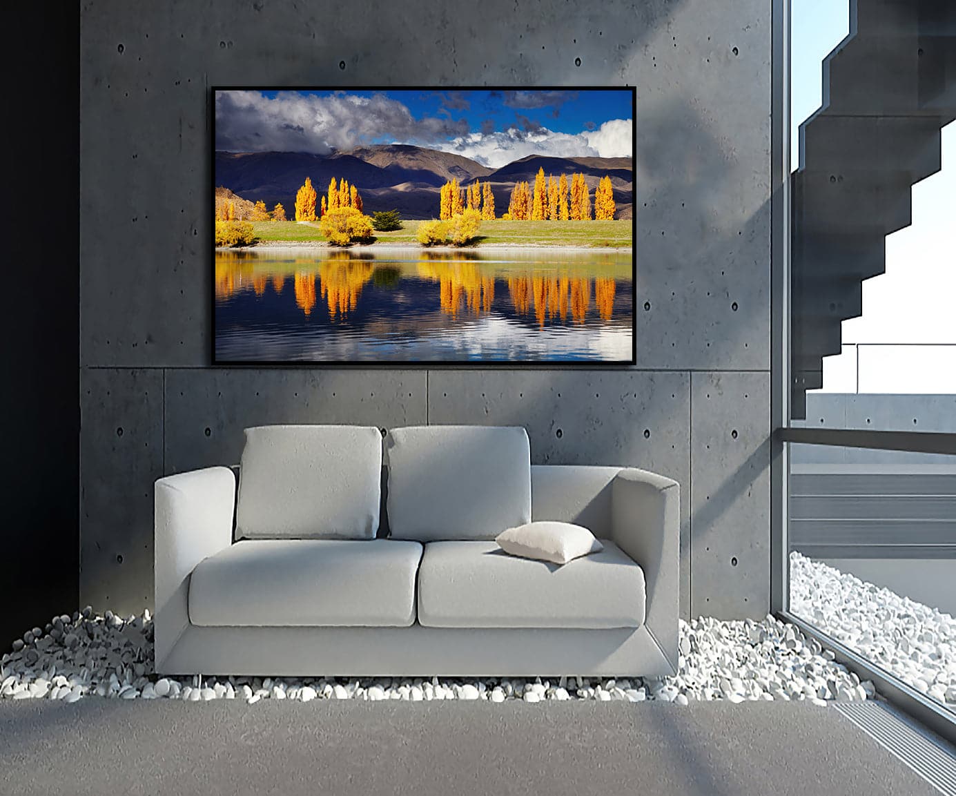 Pine Stretched  Framed 1 Panel - Lake Benmore, New Zealand