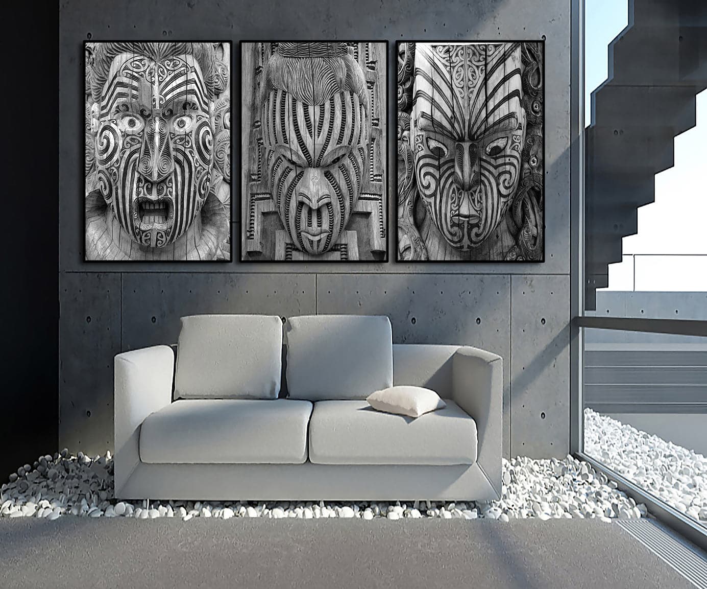 Framed 3 Panels - Maori Art