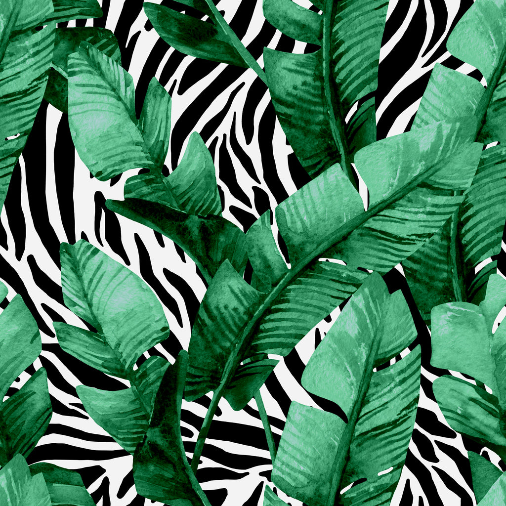 1 Panel - Banana Leaf on Animal Seamless Pattern