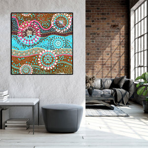 Framed 1 Panel -  Colorful decorative pattern