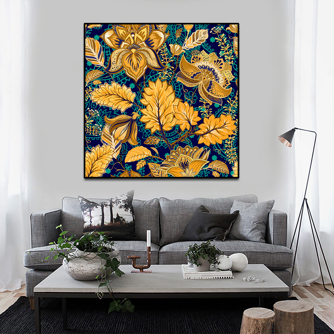 Framed 1 Panel - Flora Pattern