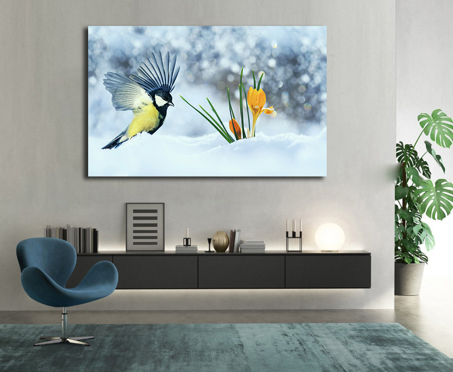 Pine Stretched  Framed 1 Panel - Bird