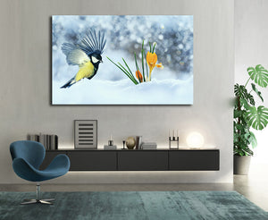 Pine Stretched  Framed 1 Panel - Bird