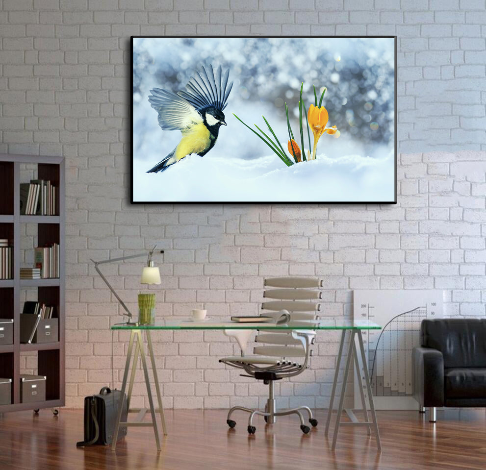 Pine Stretched  Framed 1 Panel - Bird