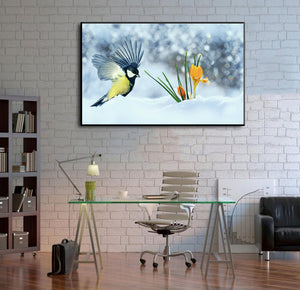 Pine Stretched  Framed 1 Panel - Bird