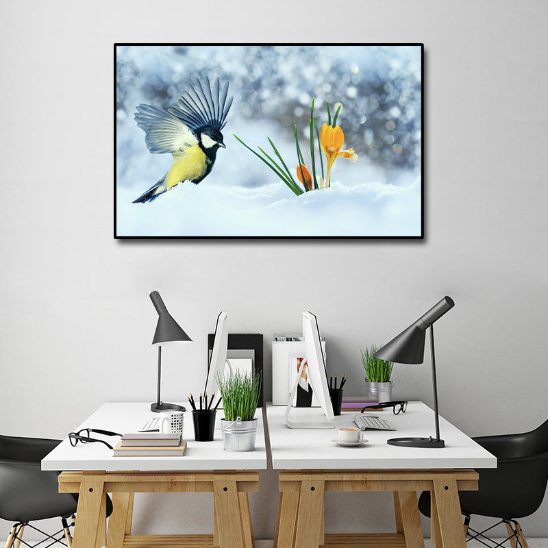 Pine Stretched  Framed 1 Panel - Bird