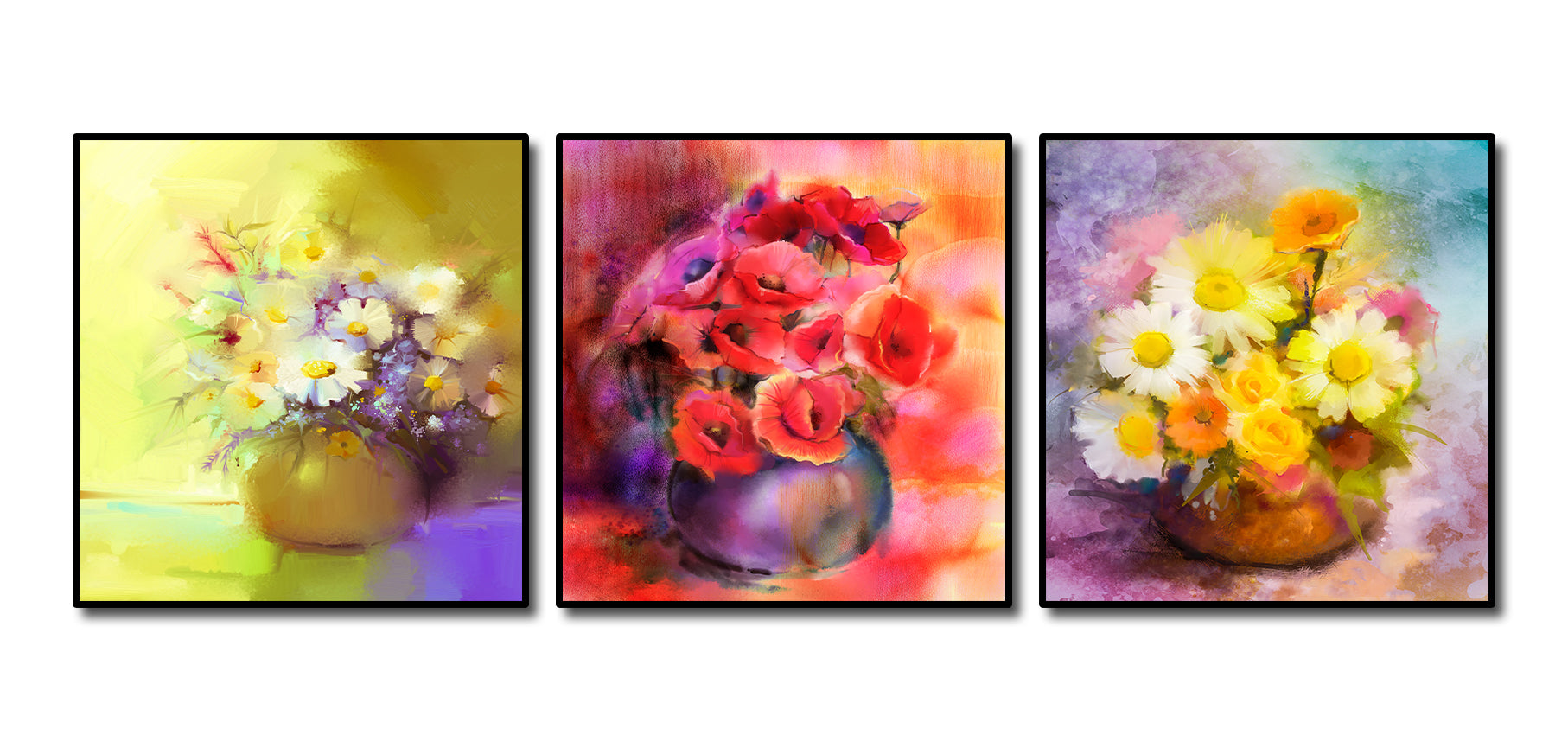 Framed 3 Panels - Flowers