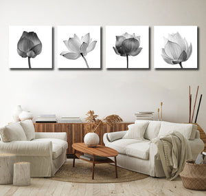 Framed 4 Panels - Isolated Lotus