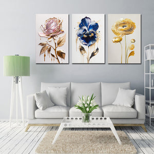 Pine Stretched  Framed 3 Panels - Flowers