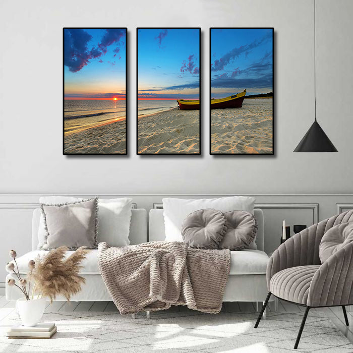Pine Stretched  Framed 3 Panels - Seascape