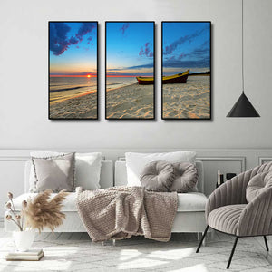 Pine Stretched  Framed 3 Panels - Seascape