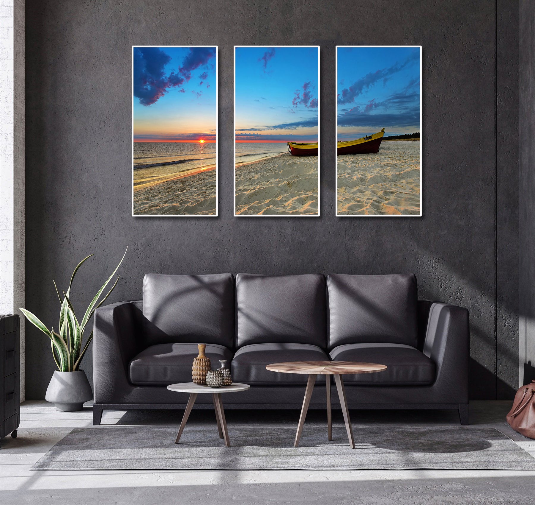 Pine Stretched  Framed 3 Panels - Seascape