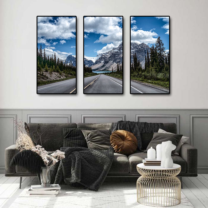 Pine Stretched  Framed 3 Panels - New Zealand South Island